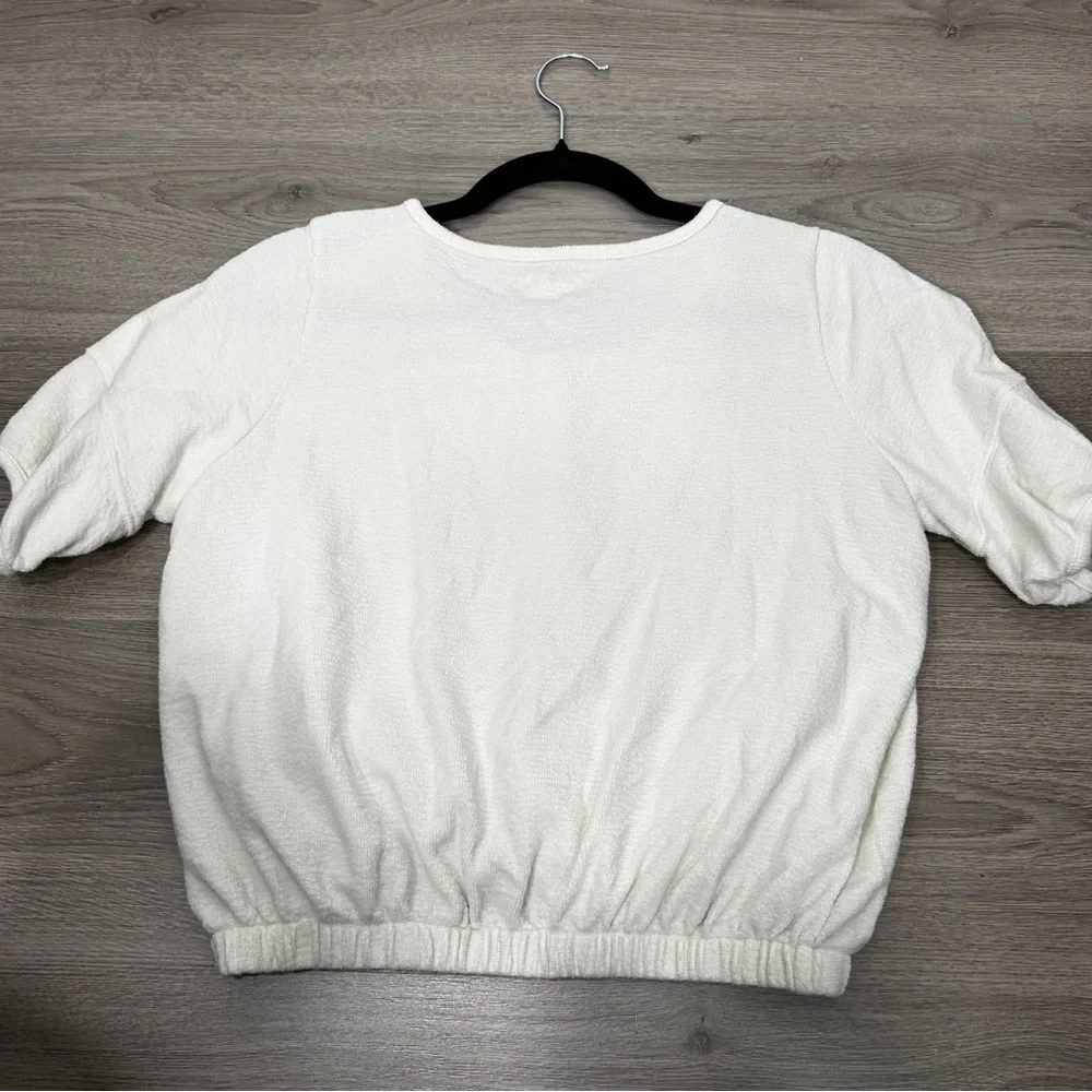 Madewell White Button Down Blouse with Puff Sleeves P2